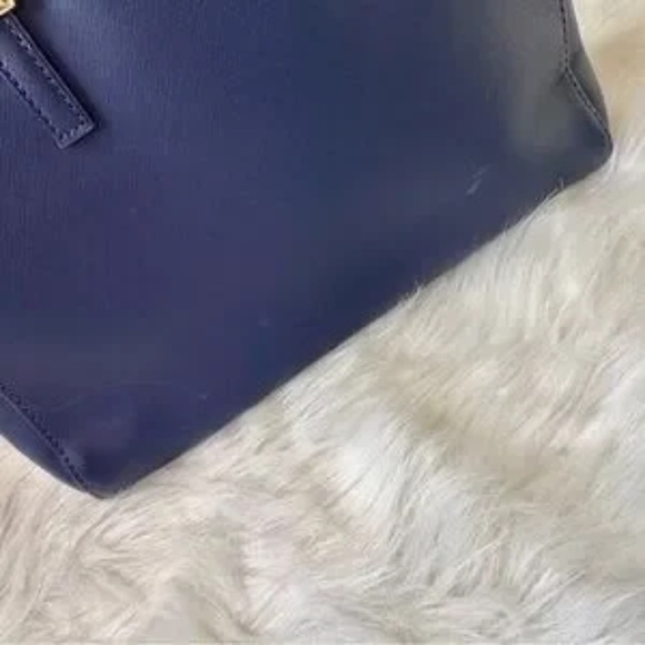 Reaction Kenneth Cole Arbol Dome Navy Blue Structured Satchel Handbag - Picture 14 of 16